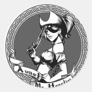 Pegatina Redonda Chica Pirata de Irlanda