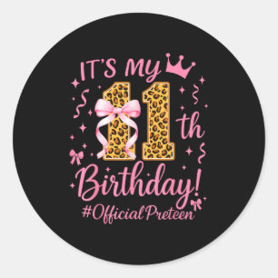 Pegatina Redonda Chica preadolescente Nk Coquette Lazo Es mi cumple