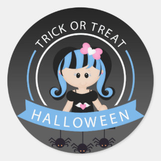 Pegatina Redonda Chica Punk Halloween Truco o Trato