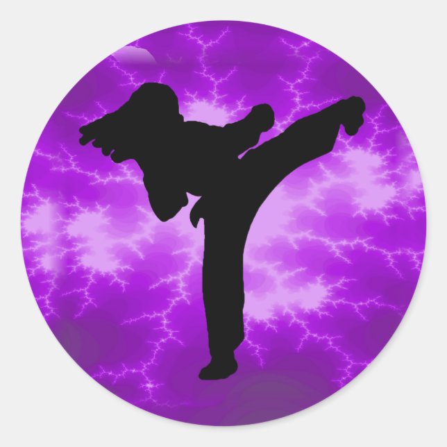 Pegatina Redonda Chica Purple Lightning de artes marciales (Anverso)