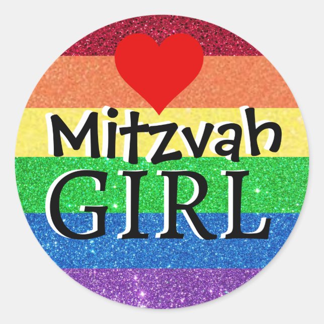 Pegatina Redonda Chica Rainbow Mitzvah (Anverso)