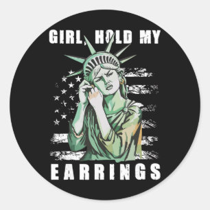 Pegatina Redonda Chica Retro Agarra Mis Aretes Anti-trump Política