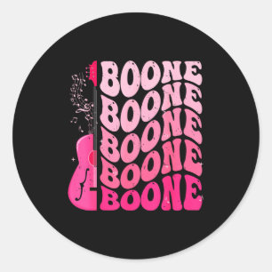 Pegatina Redonda Chica Retro Boone Groovy Flor Nombre D 80's