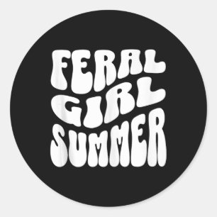 Pegatina Redonda Chica Retro Feral Summer Groovy Mamá Tía Mujeres A