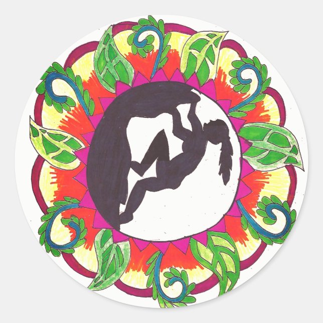 Pegatina Redonda Chica Rock Climbing Zen (Anverso)