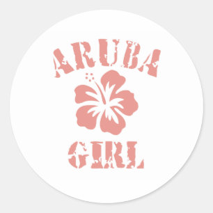 Pegatina Redonda Chica rosa de Aruba