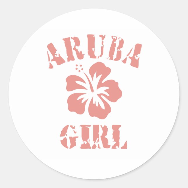 Pegatina Redonda Chica rosa de Aruba (Anverso)