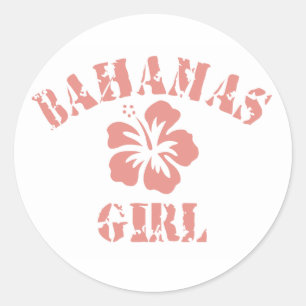 Pegatina Redonda Chica Rosa de Bahamas