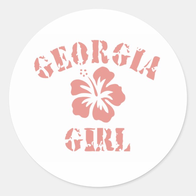 Pegatina Redonda Chica rosa de Georgia (Anverso)