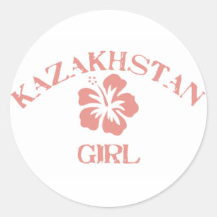 Pegatina Redonda Chica Rosa de Kazajistán