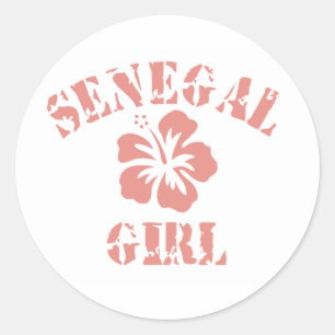 Pegatina Redonda Chica Rosa de Senegal
