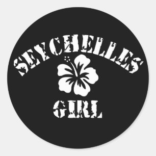 Pegatina Redonda Chica Rosa de Seychelles