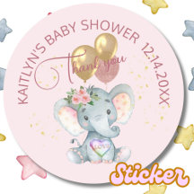 Chica Rosa Elefante Floral Baby Shower Gracias