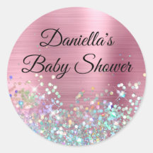 Chica Rosa Holo Purpurina Baby Shower