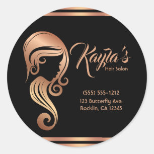 Pegatina Redonda Chica Rosa Oro Chic Belleza Cabello Maquillaje Sal