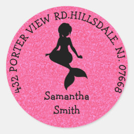 Pegatina Redonda Chica rosa pastel MERMAID Fiesta DIRECCIÓN Clásica