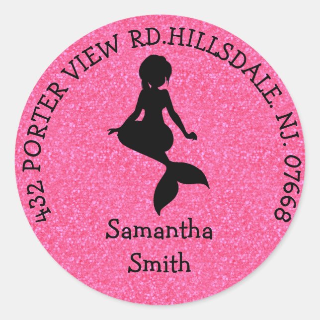 Pegatina Redonda Chica rosa pastel MERMAID Fiesta DIRECCIÓN Clásica (Anverso)