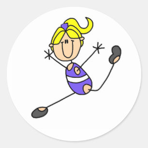 Pegatina Redonda Chica Rubia Gimnasta