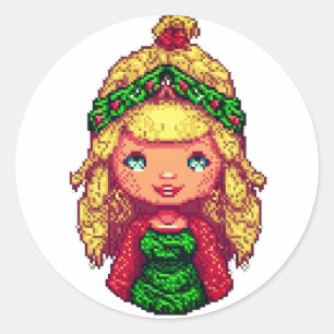 Pegatina Redonda Chica rubia linda