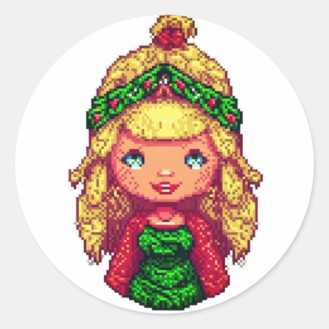Pegatina Redonda Chica rubia linda (Anverso)