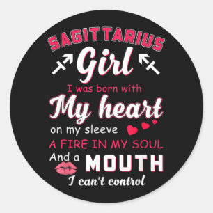 Pegatina Redonda Chica Sagitario Frase Divertida Con Signo Zodiacal
