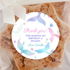 Pegatina Redonda Chica Sirenita 4 Fiesta de Cumpleaños