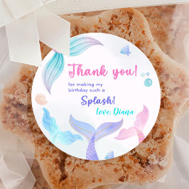 Pegatina Redonda Chica Sirenita Fiesta de cumpleaños 3