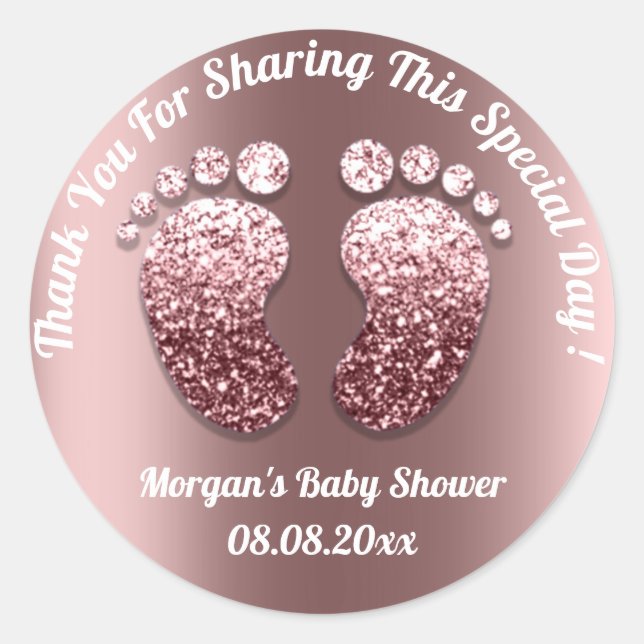 Pegatina Redonda Chica Skinny Feet Baby Shower Favor Gracias (Anverso)