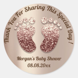 Pegatina Redonda Chica Skinny Feet Baby Shower Favor Gracias