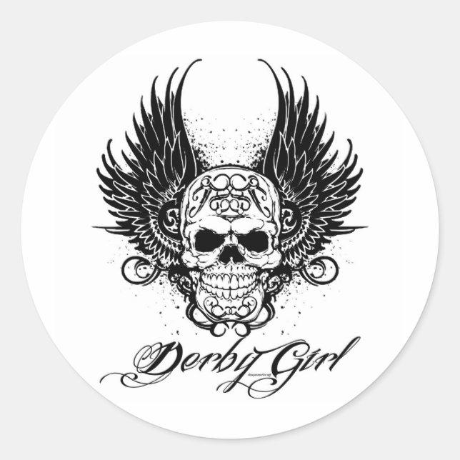 Pegatina Redonda Chica Skull & Derby (Anverso)