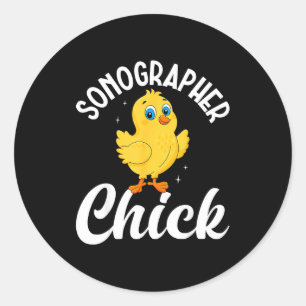 Pegatina Redonda Chica sonógrafa - técnica de ultrasonido sonografí