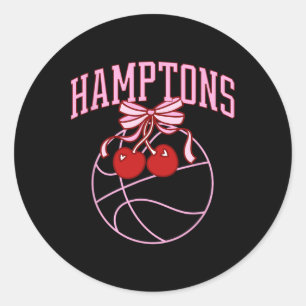 Pegatina Redonda Chica suave Coquette Hamptons Sketll Preppy Vintag