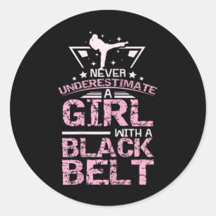 Pegatina Redonda Chica Taekwondo de Black Belt Karate