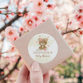 Pegatina Redonda Chica Teddy Bear Baby Shower