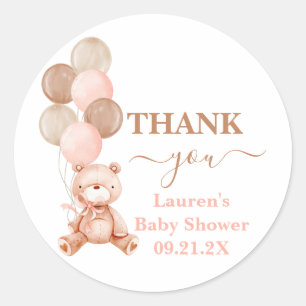 Pegatina Redonda Chica Teddy Bear Baby Shower