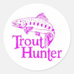 PEGATINA REDONDA CHICA TROUT HUNTER