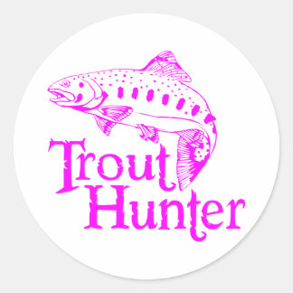 PEGATINA REDONDA CHICA TROUT HUNTER