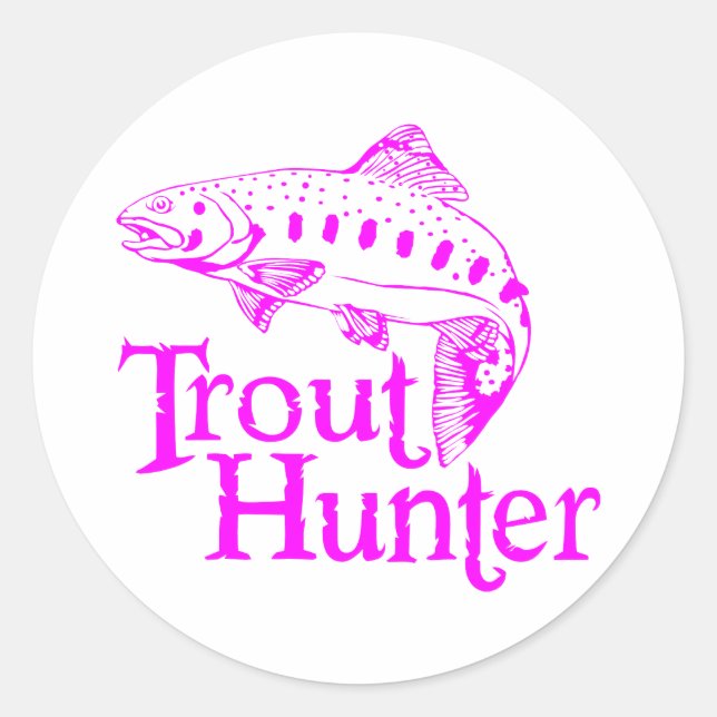 PEGATINA REDONDA CHICA TROUT HUNTER (Anverso)