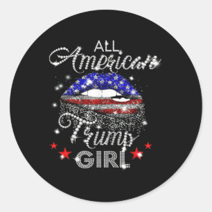 Pegatina Redonda Chica Trump Americana Total Boca Diamante