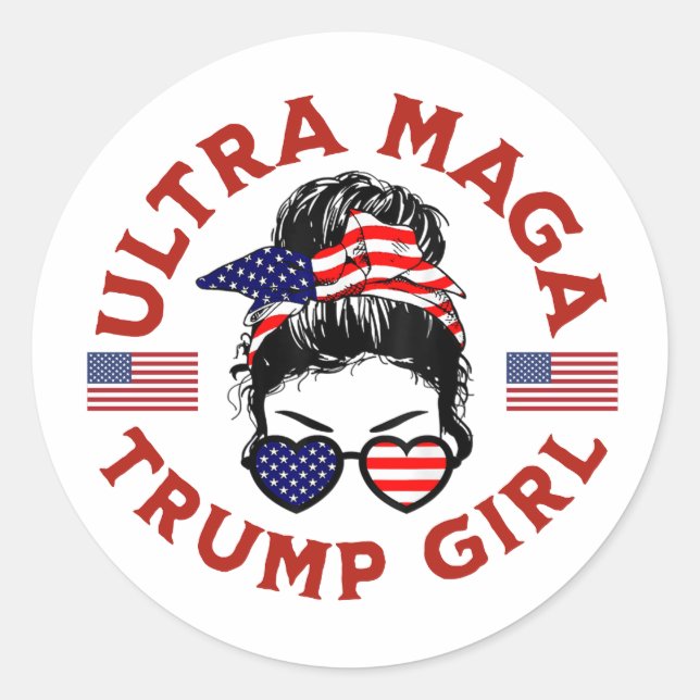 Pegatina Redonda Chica Trump Ultra Maga (Anverso)