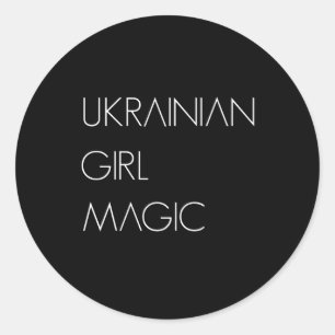 Pegatina Redonda Chica ucraniana mágica mujer ucraniana