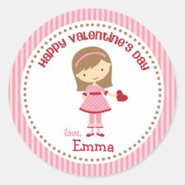 Pegatina Redonda Chica Valentine Stickers (Rosa) - Niños
