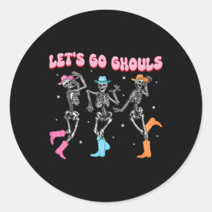 Pegatina Redonda Chica Vaquera Deja Que Ghouls Halloween Fantasma D