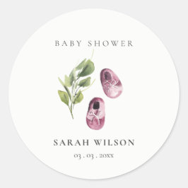 Pegatina Redonda Chica verde lindo negro zapatos oliage Baby Showe