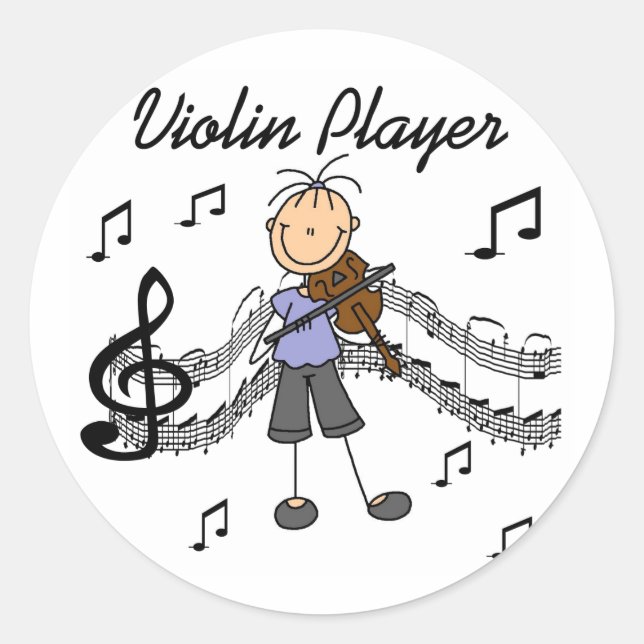 Pegatina Redonda Chica Violin Player Tshirts and Gifts (Anverso)