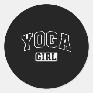 Pegatina Redonda Chica Yoga Divertida Letra Atlética Hija Juventud