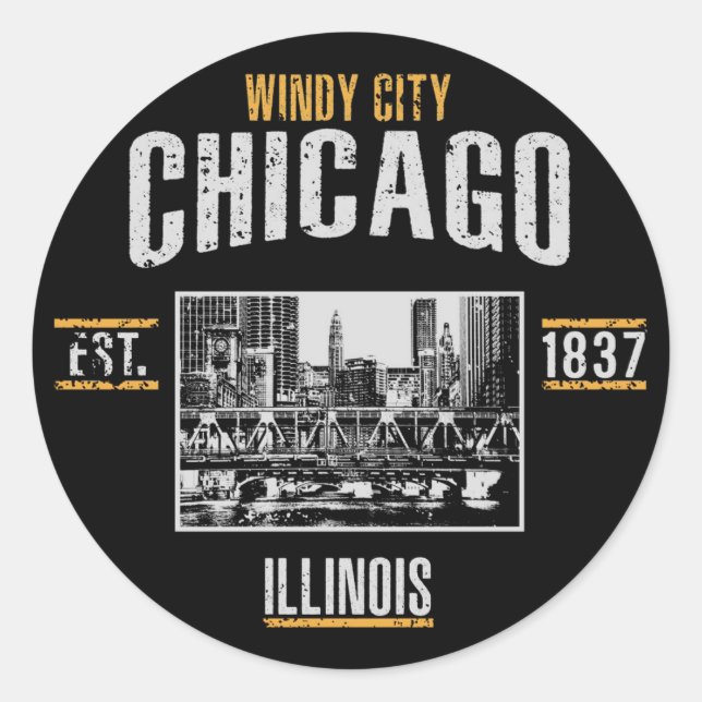 Pegatina Redonda Chicago (Anverso)