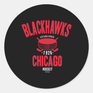 Pegatina Redonda Chicago Blackhawks Disco de Hockey Negro Licencia 