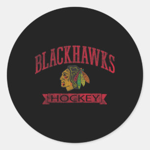 Pegatina Redonda Chicago Blackhawks Hockey Vintage Blanco Licencia