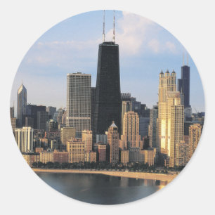 Pegatina Redonda Chicago desde Lake Shore Drive